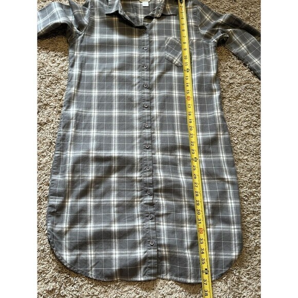 Garnet Hill Grey Plaid Button Down Dress Size 8 Organic Pima Cotton Classic - Picture 8 of 9